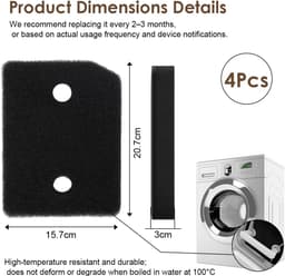 Droger Filter - 4 stuks - Filters geschikt voor Miele Droger - 207 x 157 x 30 mm - Spons Filter - Droger Pluizenfilter - Voor Wasdrogers - Basisfilter - Foam van Condensor Wasdroger - Accessoire geschikt voor Miele-warmtepompdroger - Zwart — thumbnail 4