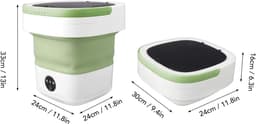 QORA® Camping Wasmachine - Mini Wasmachine - Wasmachines - Opvouwbare Kleine Wasmachine en Droger - 7,5L - met Afvoer - Groen - 30cm x 30cm x 33cm — thumbnail 4