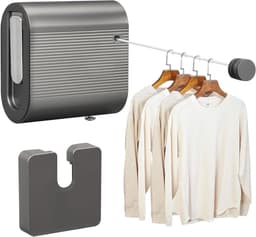 Uitschuifbare Waslijn - Droogrek Balkon - Kleding Drogen - Anti-Doorzak Ontwerp - 4.2 meter - Grijs — thumbnail 1