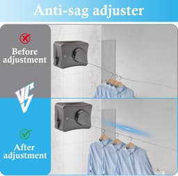 Intrekbare Waslijn - Droogrek Binnen Kledinglijn - Kleding Drogen - Anti-doorzakken Ontwerp - 5.1 Meter - Grijs — thumbnail 5
