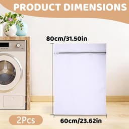Waszakken, Ideaal voor Overhemden, Truien, Pantalons, Gordijnen, Beddengoed, 60 x 80 cm, Wasnet voor Wasmachine, Herbruikbare Waszak met Ritssluiting — thumbnail 2