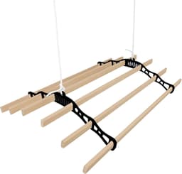 Kledingdroger plafondpulley 6 latten - 0.9m zwart - traditioneel ontwerp - ruimtebesparend gebruik - SnelShoppen — thumbnail 2