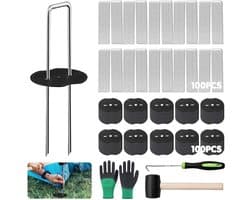 Grondankers set van 100 - 150 mm lang - met wasmachines en hamer - ideaal voor tuin en schutting - SnelShoppen