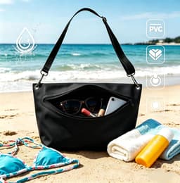 Tas voor buiten, 6 l, lichte droogtas met verstelbare schouderriem, geschikt voor kamperen, wandelen, strand, kajakken, zwemmen, Zwart, Waterdichte tas — thumbnail 4