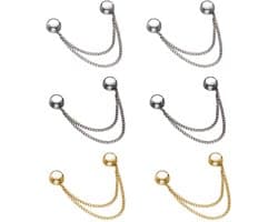 6 Stuks - Broekclip - Broekklem - Vest ketting - Magnetische Broek & T-Shirt Kleding Clip - Kleding Gesp - Broekpijp Verkorter - Bevestigingsclip voor broekspijp - Wasknijpers - Antislip Vaste Gesp - Roségoud, zilver en pistoolzwart