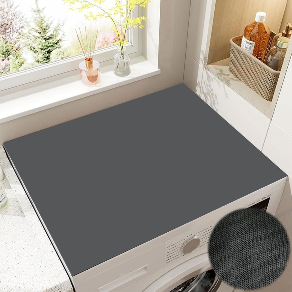 Wasmachinebeschermer - Wasmachine Beschermer Bovenkant - 60 x 60 cm - Universele wasmachinehoes - Bovenste beschermkussen - Geschikt voor wasmachines en drogers - Zwart — afbeelding 1