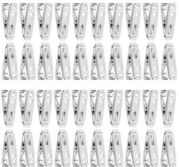 Wasknijpers - 40 Stuks - RVS - Kledinghaken - Fotoknijpers - Kaartknijpers - Handdoekhaken - Knijper - Handdoekklem - wasknijper - strandhanddoek Klem - klemmen met 1 cm openen - 5 cm - Zilver — thumbnail 1
