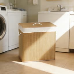 HOMCOM Laundry Hamper-Bambus-60L x 40B x 60H cm-Braun — thumbnail 4