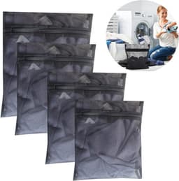 SnelShoppen - 4-delige Wasnetten voor Wasmachine - Waszak met Rits voor Ondergoed, Bh's, Sokken en Babykleding - 3 Maten (Zwart) — thumbnail 1