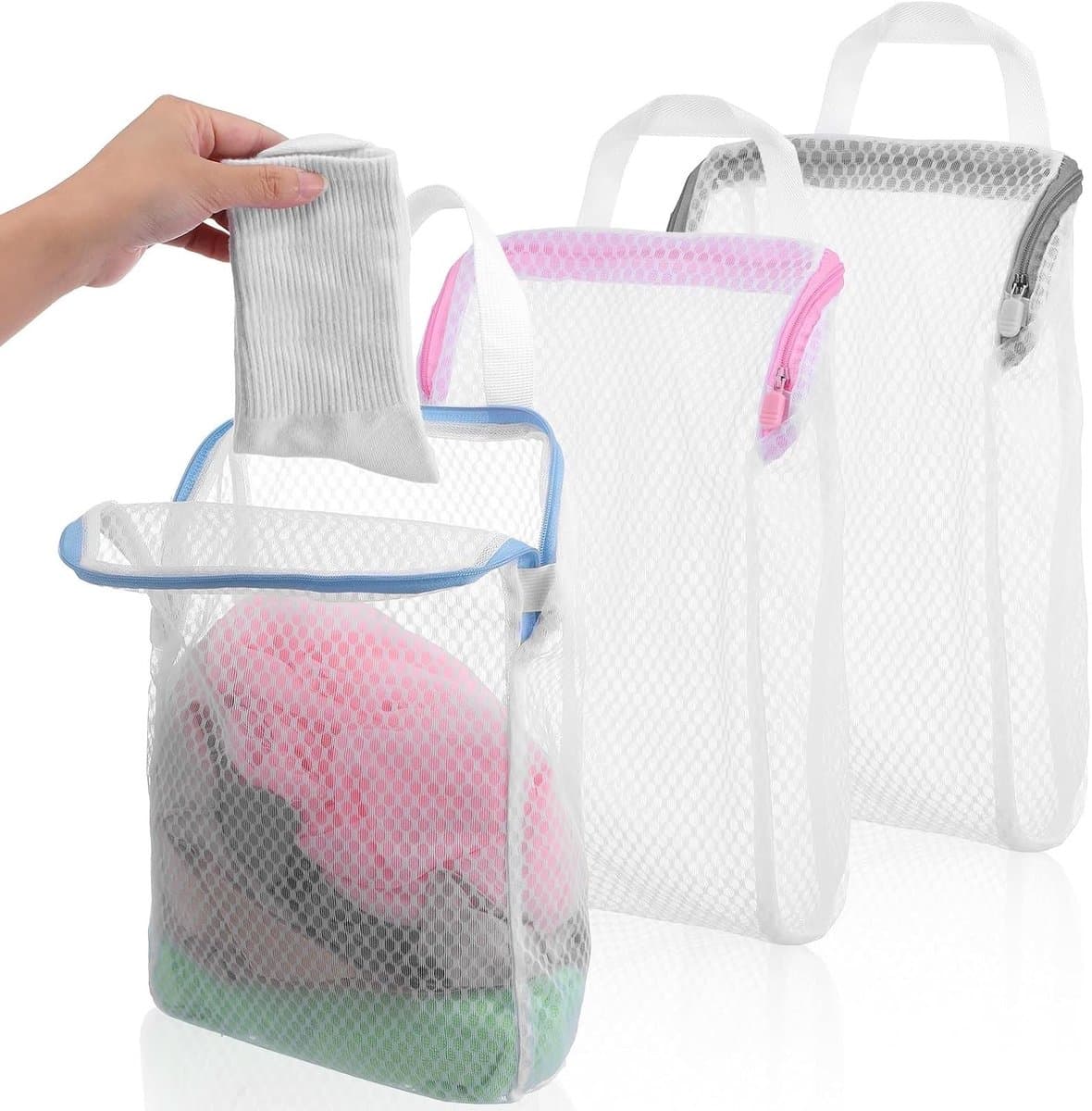 3D Mesh Waszakken Set van 3 met Ophanglussen, Duurzame Waszakken voor Kleding, Delicates en Ondergoed, Ideaal voor de Wasmachine — afbeelding 1