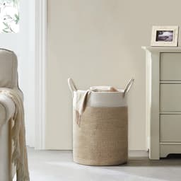 Wasmand - Vuilnismand - Opbergmand - Wasmand van touw - Opvouwbaar - Diameter 38 cm - Hoogte 50 cm - Bruin — thumbnail 3