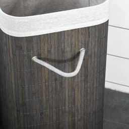 REDOM - Wäschekorb met deksel - Uitneembare waszak - Opvouwbaar ontwerp - Met handgrepen - Voor slaapkamer, badkamer en keuken - Bamboe - Grijs - 43 x 32 x 61 cm — thumbnail 3
