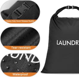 Set van 2 Reiswaszakken, Nylon Waszakken voor Kleding, Rol-Top Nat-Droog Tas voor Zwemkleding, Yoga en Sportkleding, Organizer voor Vuile Kleren — thumbnail 4