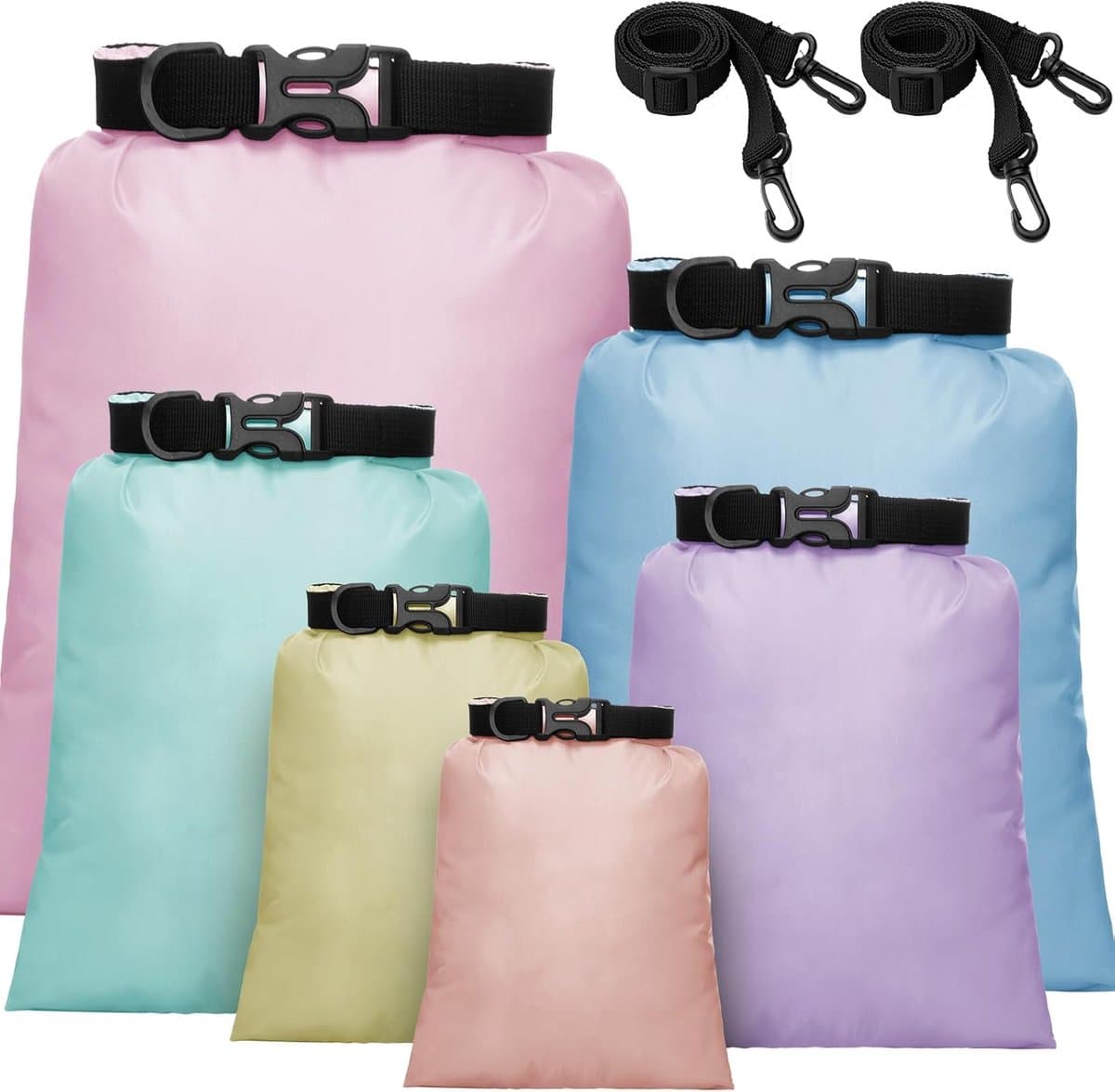 Waterdichte Dry Bag Set 6 Maten Lichtgewicht Zakken en Lange Verstelbare Schouderriem Outdoor Waterdicht Houden Gear Dry Bag Stuff Zakken voor Backpacken, Varen, Wandelen Camping — afbeelding 1