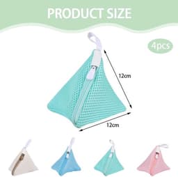 Waszak Mini Driehoek 4 Stuks - Polyester - Reiswaszak - Netzakken voor Ondergoed - Antislip Rits - 12 cm x 12 cm - Wasnet — thumbnail 3