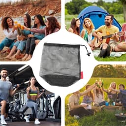 Geventileerde Waszak - Mesh Opbergtas - Kleding Opbergen - Maximale Luchtstroom - 22 x 25 cm - Zwart — thumbnail 2