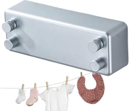 Uittrekbare Waslijn - Droogrek Waslijn - Kleding Drogen - Dubbele Uittrekbaar - 23 cm - Zilver — thumbnail 5