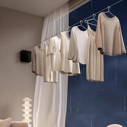 Intrekbare Waslijn - Kledinglijn Binnen Buiten - Kleding Drogen - Zware Lasten Draagkracht - 48 m - Zwart — thumbnail 2