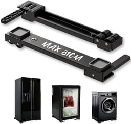 Verplaatsbare Wasmachine-Rolrail - Zwart - Uitschuifbaar van 50-80 cm - Onderstel met Rollen - Voor Wasmachines en Huishoudelijke Apparaten — thumbnail 1