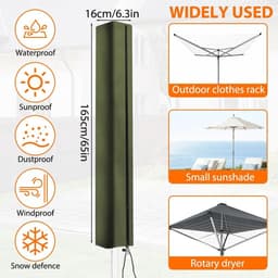 Rotonde Waslijn Beschermhoes van 420D Waterdicht Oxford Stof met Rits en Trekkoord voor Buitengebruik, Ideaal voor Tuin en Wasgoed — thumbnail 4