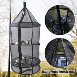 Droogrek Mesh - Droognet Vliegenkap - Planten Drogen - Met Rits - 39x39x85cm - Grijs — thumbnail 2