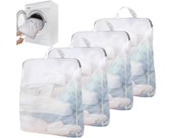 Set van 4 Grote Wasnetten voor de Wasmachine, 50 x 60 cm, Herbruikbare Waszakken voor Ondergoed, Bh's en Sweaters met Handvatten en Rits