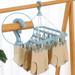 Sokkendroger - 32 Knijpers - Opvouwbaar - Sokken Hanger - Sokken Droger - Beha's - bh's - Ondergoed - Wasrek Sokken - Wasrek - Droogrek - Klein Wasrekje - Washanger - Sokkendroogrek - Kleerhanger voor Sokken - Windbestendig — thumbnail 4