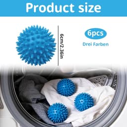 SnelShoppen - 6 Stuks Drogerballen, Wasballen voor Wasdroger - Natuurlijke Pluizigheid en Antistatische Effecten - Blauw, Wit, Paars - Ideaal voor Don — thumbnail 3