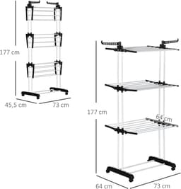 Innovastore Droogrek - Wasrek - Droogtoren - Droogrek inklapbaar - Kledingdroogrek - Binnen&Buiten - 70kg draagvermogen - Zilver — thumbnail 2