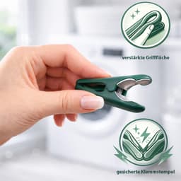 Wasknijpers Kunststof - Klemmen Wasgoed - Was Drogen - Zachte Grip - 40 Stuks - Groen Wit — thumbnail 5