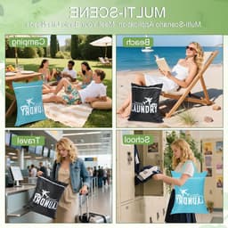 Reiswaszakken Set van 2, Ideaal voor Zwemkleding, Sportkleding en Vuilwas met Rits voor Thuis en Vakantie, Camping en Studentenhuis (Blauw+Zwart) — thumbnail 5