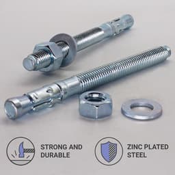 Verzinkte Wigankers - Metalen Pluggen Betonanker - Zware Lasten Bevestigen - Zelf Spreidend Mechanisme - M12 x 140 mm - Zilverkleurig — thumbnail 2