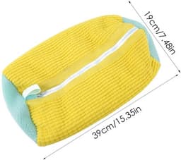 2 stuks schoenentassen voor de wasmachine - Mesh waszak voor sneakers, herbruikbare waszak voor schoenen, verborgen rits, waszak voor sneakers, tennisschoenen en slippers van vezels, geel — thumbnail 2