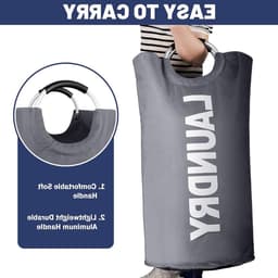 Wasmand Opvouwbaar Wasmand 90 Liter Inhoud Donkergrijs Oxford-stof Waterdicht Waszak Opbergbak Waterdichte Flessenverzamelaar met Handvat wasmand — thumbnail 5