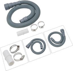 Afvoerslang Verlengset - Wasmachine Vaatwasser Slang - Apparatuur Plaatsen - Inclusief Connector Klemmen - Tot 200cm Lengte - Grijs — thumbnail 3