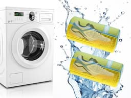 Schoenwaszakken voor wasmachine - 2 stuks, mesh waszakken voor sneakers, sportschoenen en canvas schoenen, 39 x 19 cm, geel — thumbnail 3