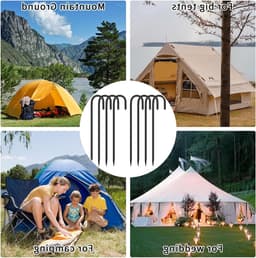 8 Stuks Grondpalen en Grondankers van 30 cm - J-Haak Tentpinnen, Beveiliging voor Tenten, Tuinhekken en Trampolines — thumbnail 5
