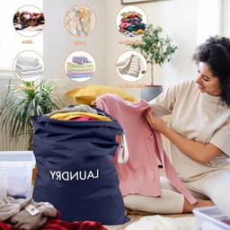 Grote Waszak voor Reizen en Kamperen - Herbruikbare Waterdichte Waszak met Rits voor Vuile Kleding en Studentenhuis — thumbnail 2
