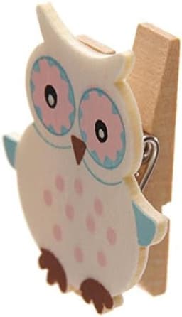 Houten Uil Klemmen - Decoratie Clips - Foto's Ophangen - Set van 4 - 3.5 cm Hoog - Multicolor — thumbnail 2