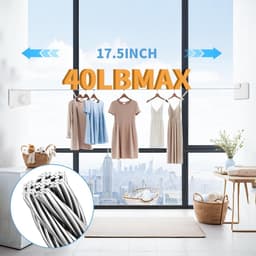 Intrekbare Waslijn - Kledinglijn Binnen - Drogen Zonder Doorzakken - Niet-doorhangend Ontwerp - 30cm Lengte - Wit — thumbnail 2