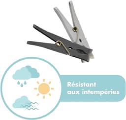 Wasknijpers Mand - Kledingknijpers - Kleding Drogen - 100% Recyclebaar Plastic - 14 cm Hoog - Grijs Wit — thumbnail 4