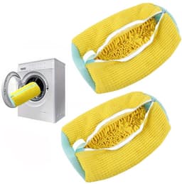 2-stuks Waszakken voor schoenen - Waszakken voor de wasmachine - Waszakken voor schoenen - Vormvaste waszakken - Waszakken - Chenille microvezel materiaal - 39*19 cm - Geschikt voor wasmachines, drogers, enz. - Geel, groen — thumbnail 1