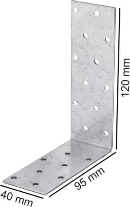 Stalen Ankers - Hoekverbinders - Bouw Montage - Zware Belasting - 120x95x40x2mm - Verzinkt — thumbnail 5