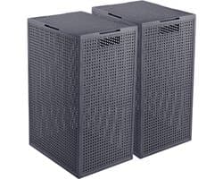 Curver Kaya Wasmand met deksel - 60L - 2 stuks - 38x29x58,5 cm - Antraciet