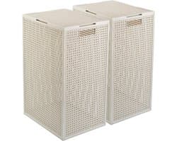 Curver Kaya Wasmand met deksel - 60L - 2 stuks - 38x29x58,5 cm - Wit — afbeelding 1