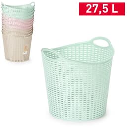 Plasticforte Wasmand opbergmand - 3x - flexibel kunststof - groen - 27 liter - open structuur — thumbnail 3