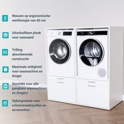 Washcab® Wasmachine Kast - Wasmachine Verhoger - Wasmachine Ombouw - Wit - Duo Set Low 1 - 120kg draagkracht - 5 jaar garantie — thumbnail 4