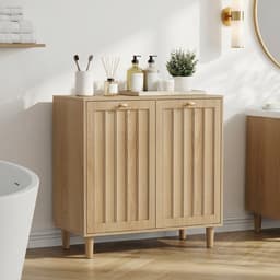 Pugsdrly Schuine wasmand met uitneembare binnenmand, badkamer-wasmand, verborgen wasmand, vrijstaand huishoudelijk rek, eikenhoutkleurig — thumbnail 4