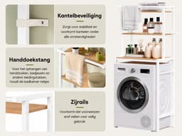 SmartLiving.Store - Wasmachine Kast - Wasmachine Ombouw - WC Ombouw - Wasmachine Rek - Badkamerkast - 3 Planken - 67x162x40 cm - Wit — thumbnail 5