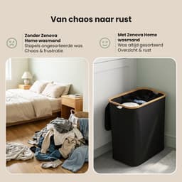 Wasmand 3 vakken - 160L - Zwart - Wassorteerder - 3 Uitneembare Waszakken - Wasmand 3 Vakken Met Deksel - Wassorteerder 3 Vakken — thumbnail 3